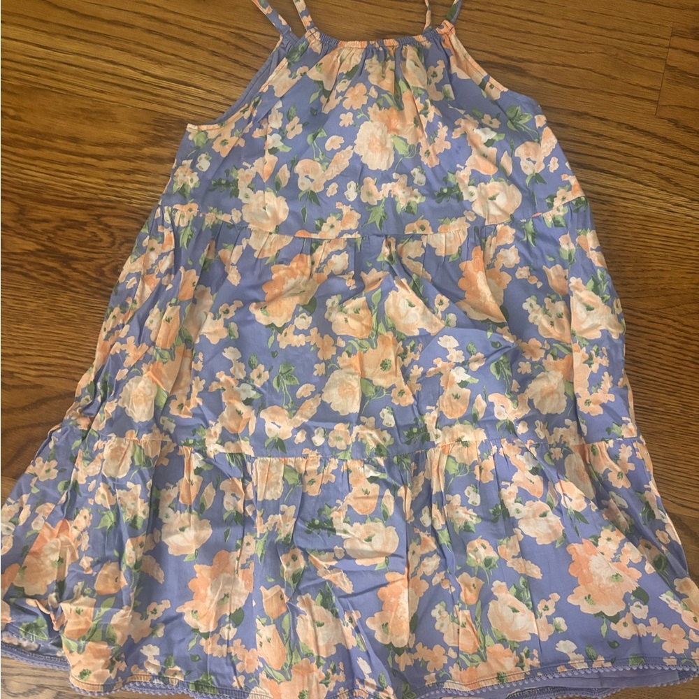 Janie and Jack Lavender Floral Sundress with Peach Blooms